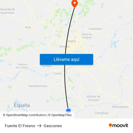 Fuente El Fresno to Gascones map