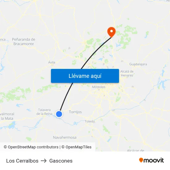 Los Cerralbos to Gascones map