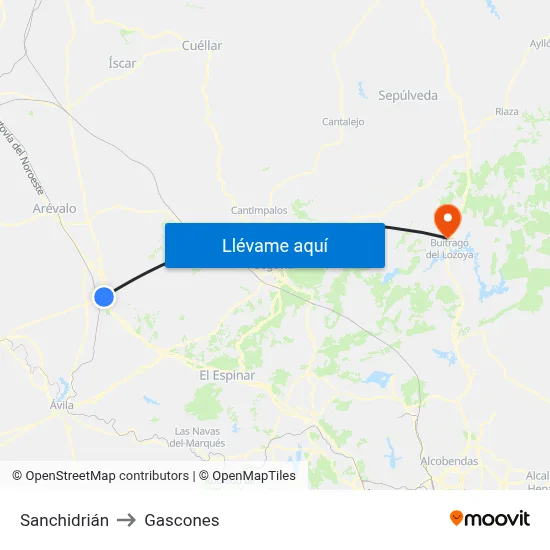 Sanchidrián to Gascones map
