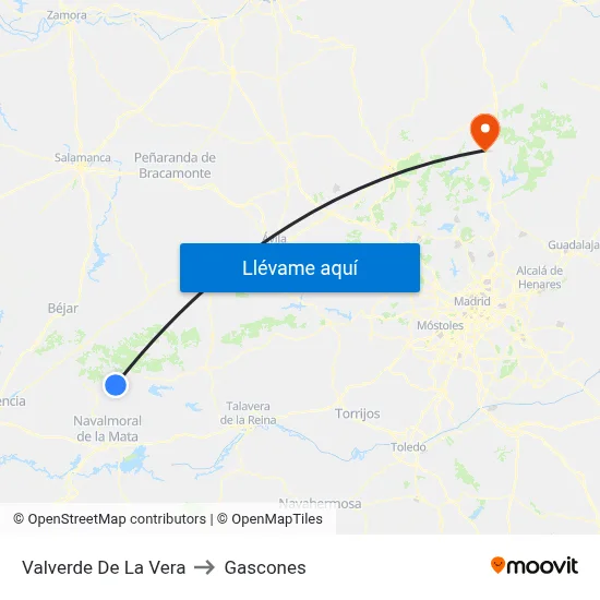 Valverde De La Vera to Gascones map