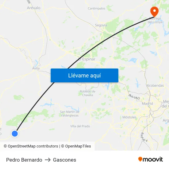 Pedro Bernardo to Gascones map