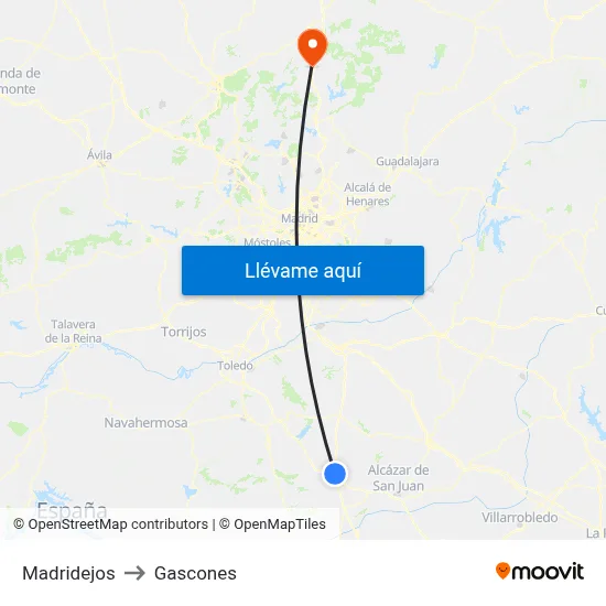 Madridejos to Gascones map