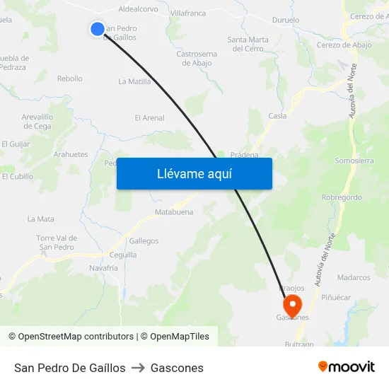 San Pedro De Gaíllos to Gascones map