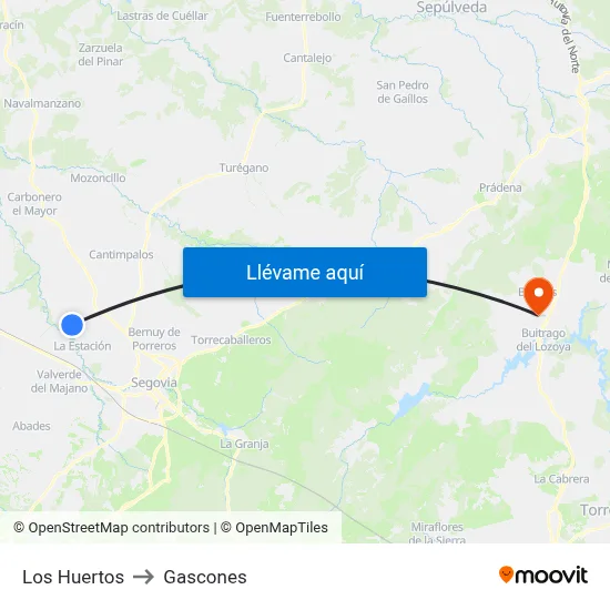 Los Huertos to Gascones map