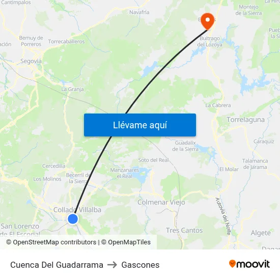 Cuenca Del Guadarrama to Gascones map