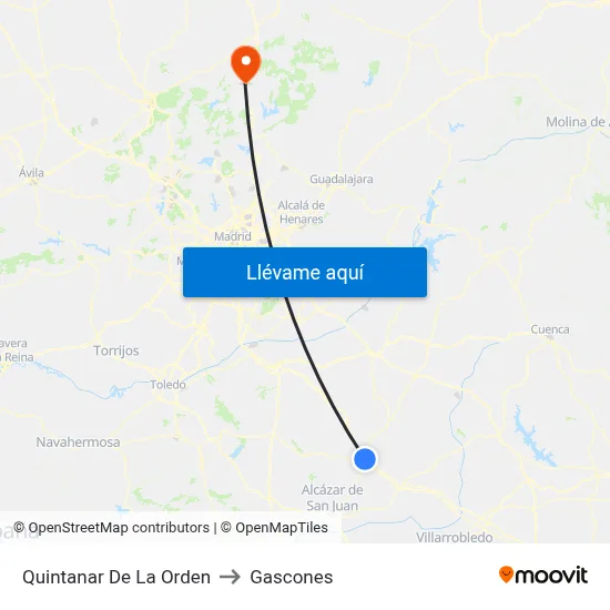 Quintanar De La Orden to Gascones map