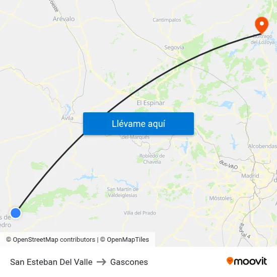 San Esteban Del Valle to Gascones map