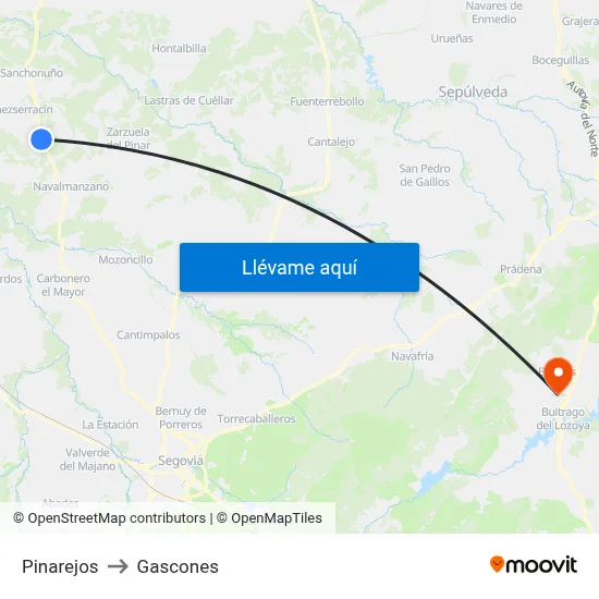 Pinarejos to Gascones map