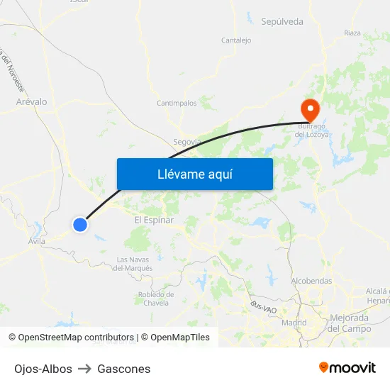 Ojos-Albos to Gascones map