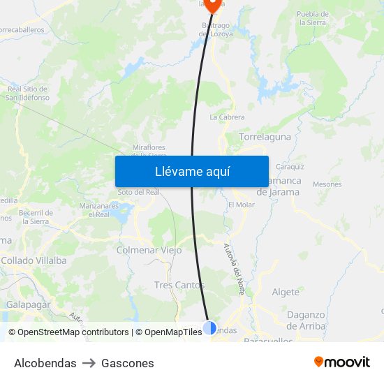 Alcobendas to Gascones map