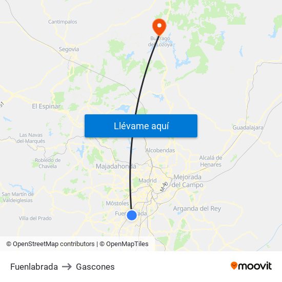 Fuenlabrada to Gascones map