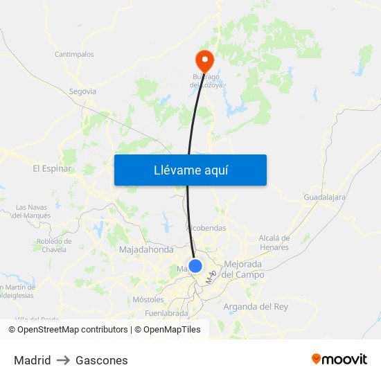 Madrid to Gascones map