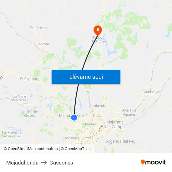 Majadahonda to Gascones map