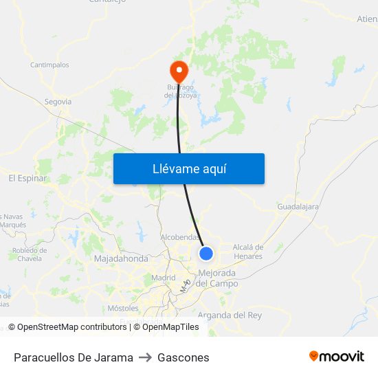 Paracuellos De Jarama to Gascones map