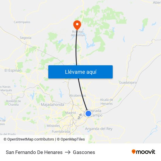 San Fernando De Henares to Gascones map