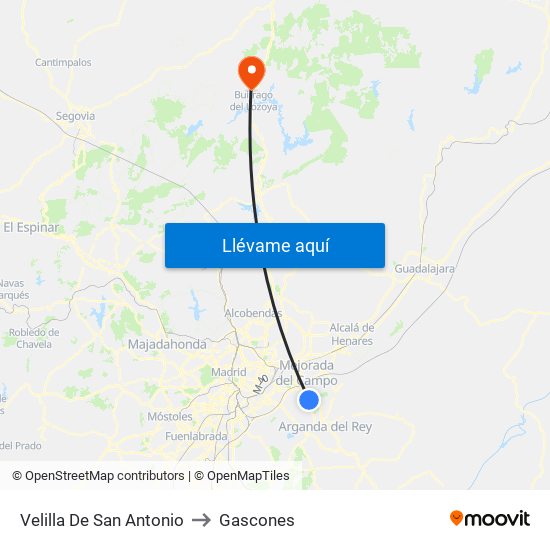 Velilla De San Antonio to Gascones map