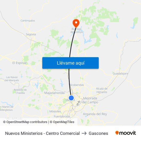 Nuevos Ministerios - Centro Comercial to Gascones map