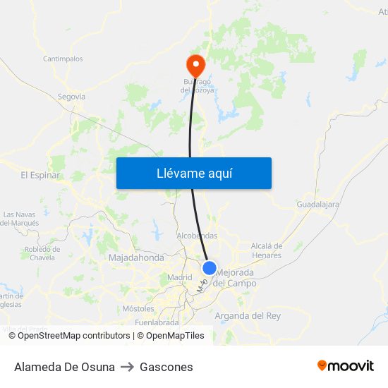 Alameda De Osuna to Gascones map