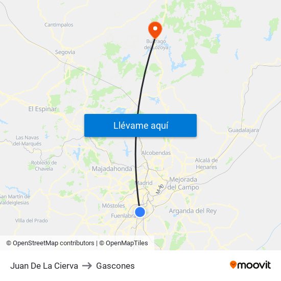 Juan De La Cierva to Gascones map