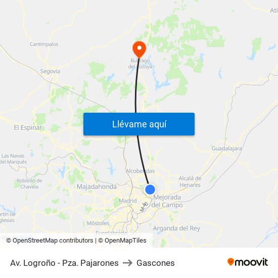 Av. Logroño - Pza. Pajarones to Gascones map