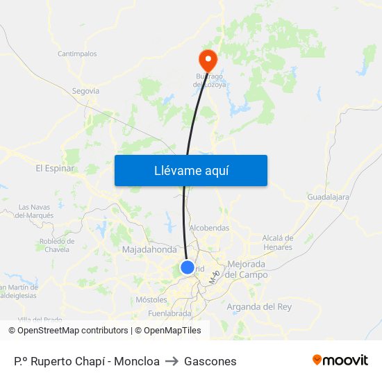 P.º Ruperto Chapí - Moncloa to Gascones map