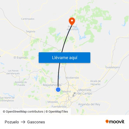 Pozuelo to Gascones map