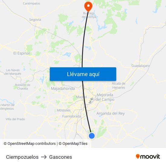 Ciempozuelos to Gascones map