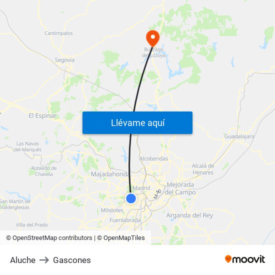 Aluche to Gascones map