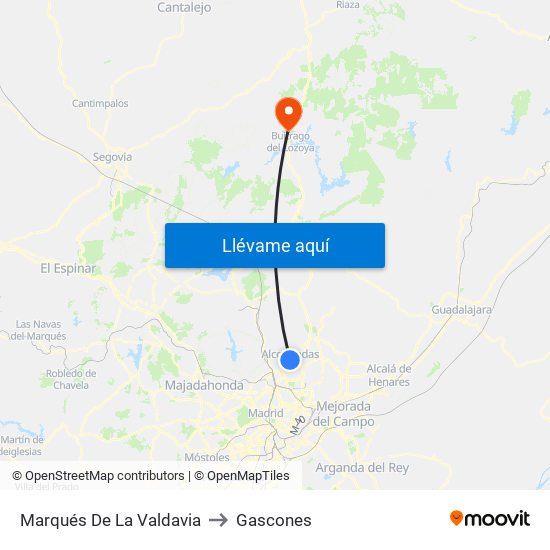 Marqués De La Valdavia to Gascones map