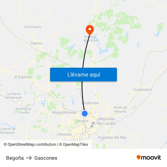 Begoña to Gascones map