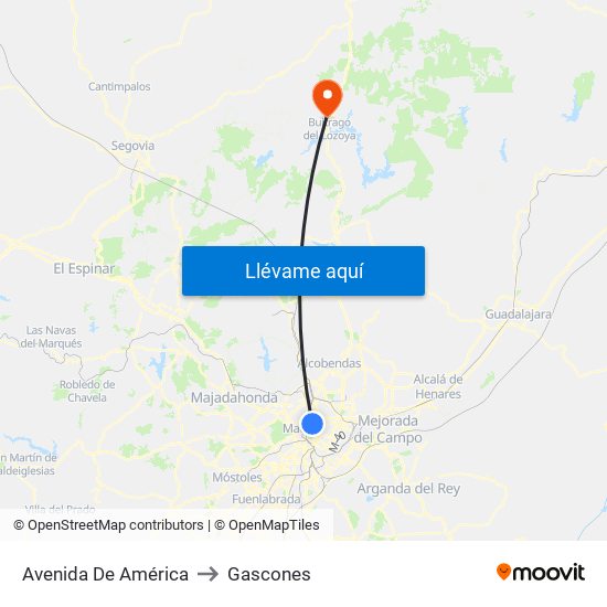 Avenida De América to Gascones map