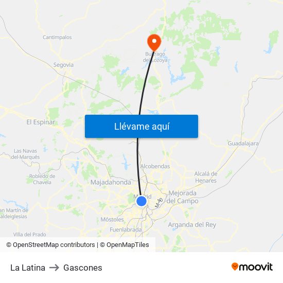 La Latina to Gascones map