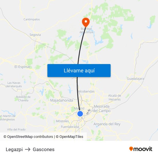 Legazpi to Gascones map