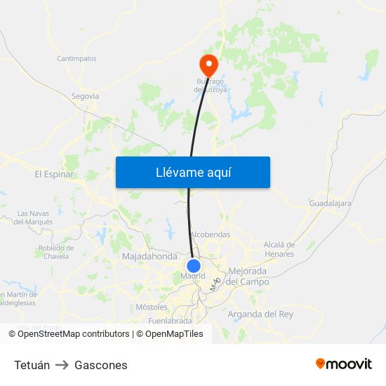 Tetuán to Gascones map