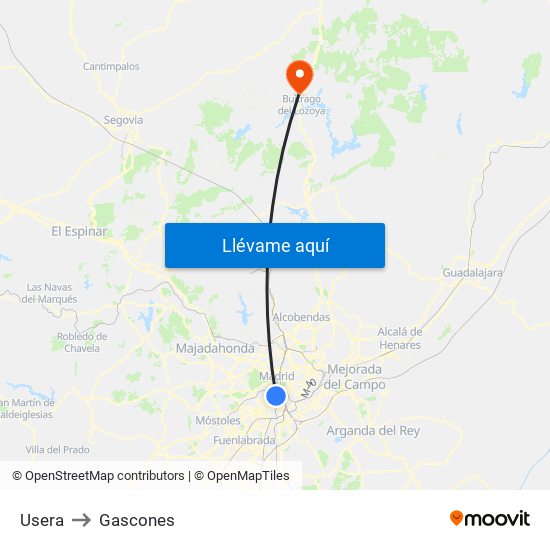 Usera to Gascones map