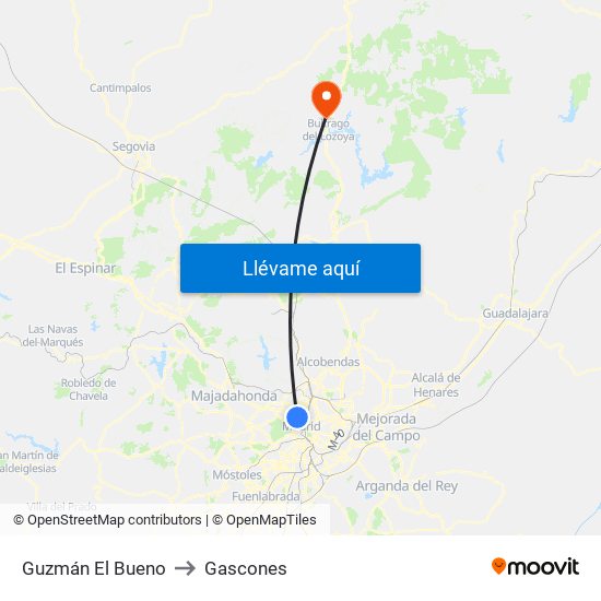 Guzmán El Bueno to Gascones map
