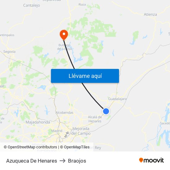Azuqueca De Henares to Braojos map