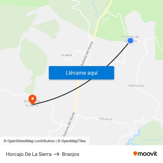 Horcajo De La Sierra to Braojos map