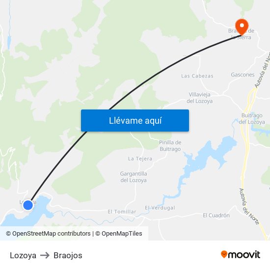 Lozoya to Braojos map
