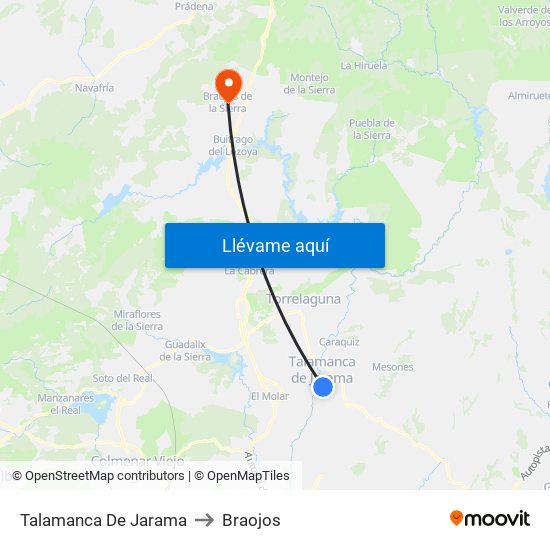 Talamanca De Jarama to Braojos map
