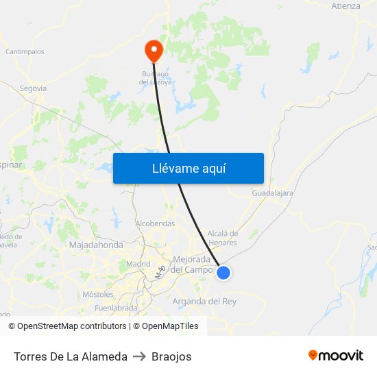 Torres De La Alameda to Braojos map