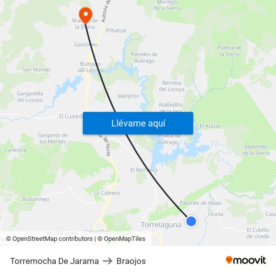 Torremocha De Jarama to Braojos map