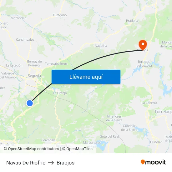 Navas De Riofrío to Braojos map