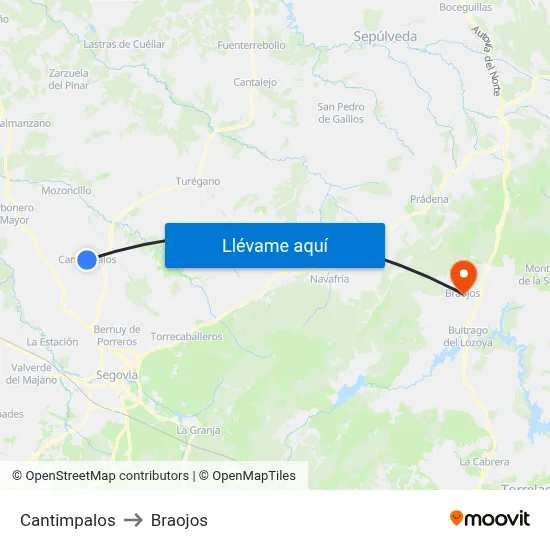 Cantimpalos to Braojos map