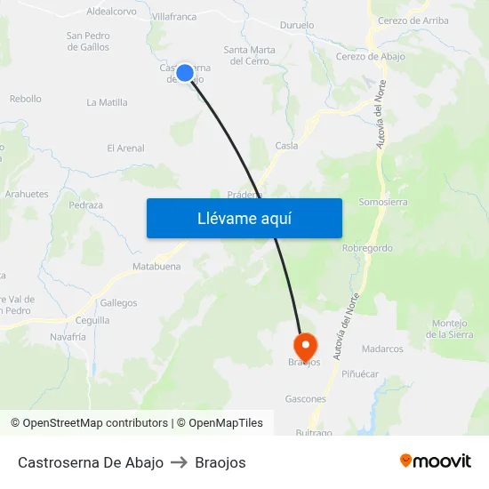 Castroserna De Abajo to Braojos map