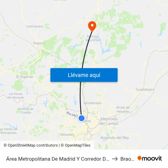 Área Metropolitana De Madrid Y Corredor Del Henares to Braojos map