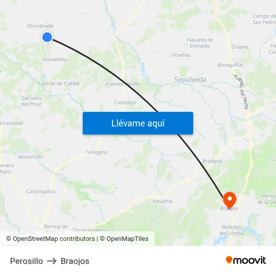 Perosillo to Braojos map