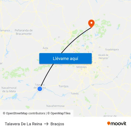 Talavera De La Reina to Braojos map