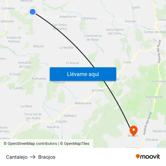 Cantalejo to Braojos map