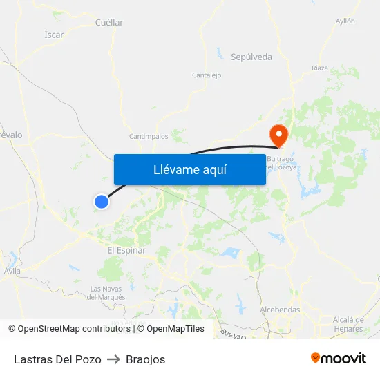 Lastras Del Pozo to Braojos map